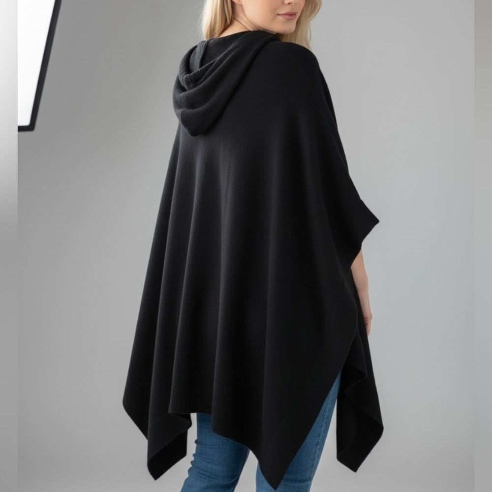 Banana Republic Black Knit Open Front Oversized Shrug Hoodie